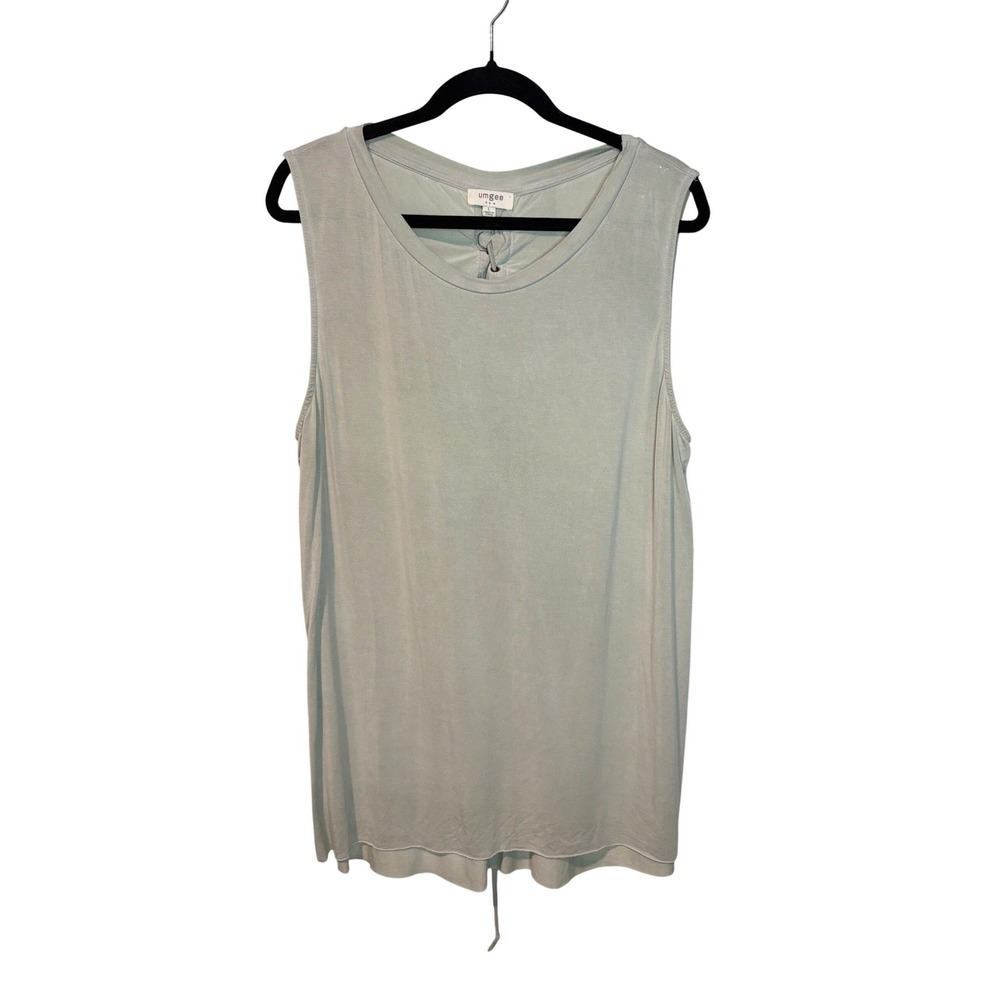 Umgee Sage Green Lace Up Back Tank Top Size Large Boho Sleeveless
